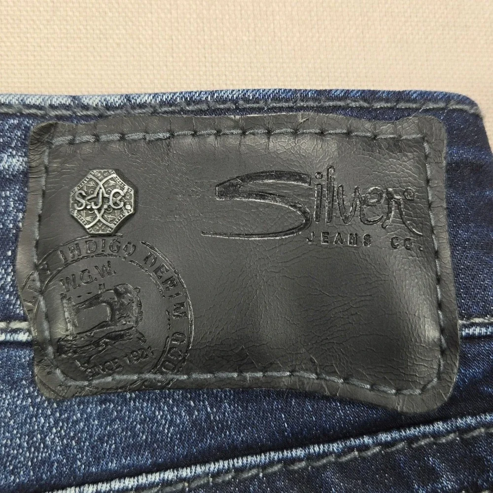 Silver Jeans Suki Super Skinny Rhinestone Mid Rise Dark Wash Womens 29x31 - Picture 3 of 14